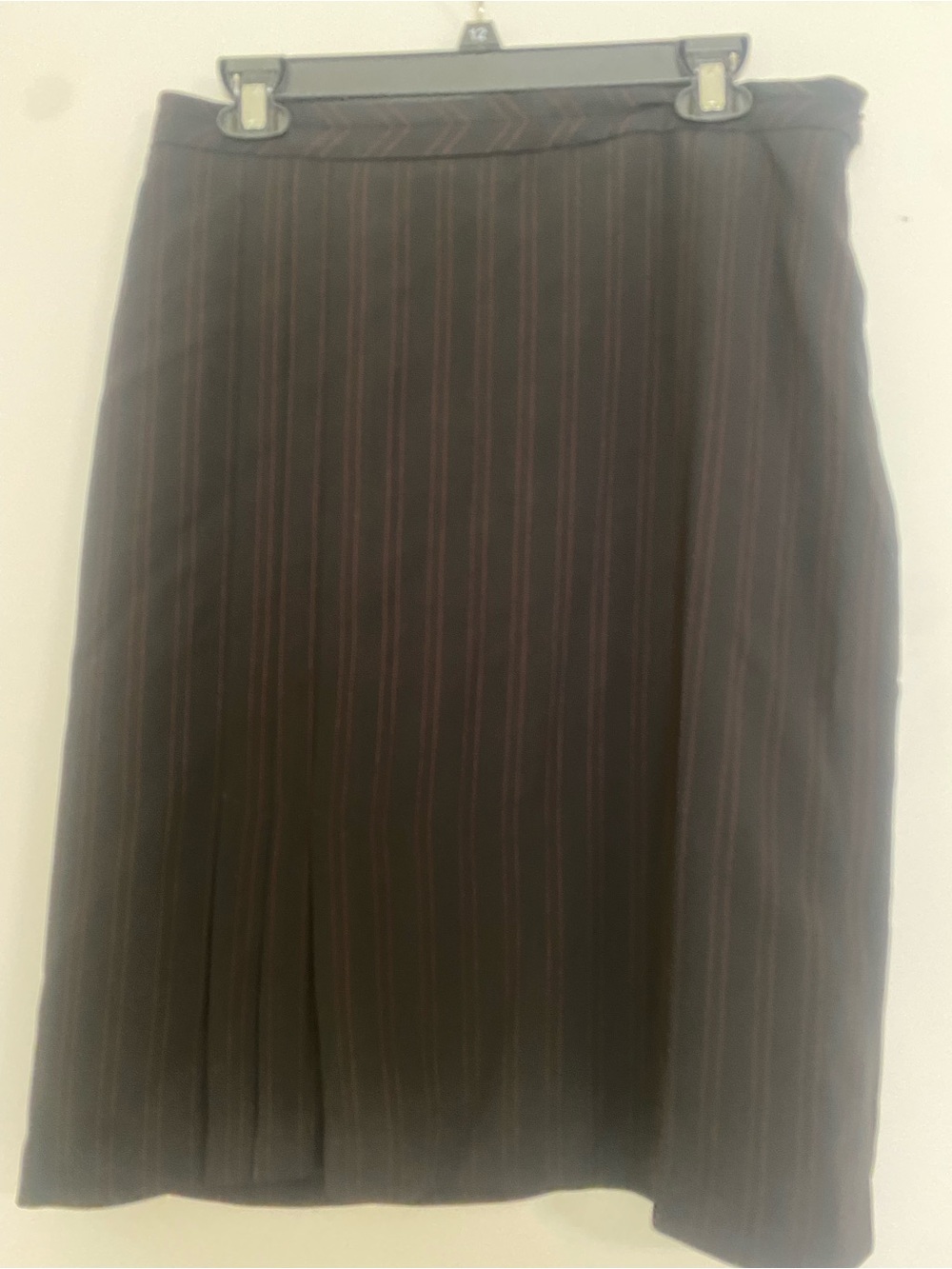 Evan Picone Dark Brown Pencil Skirt with Pink Pinstripes